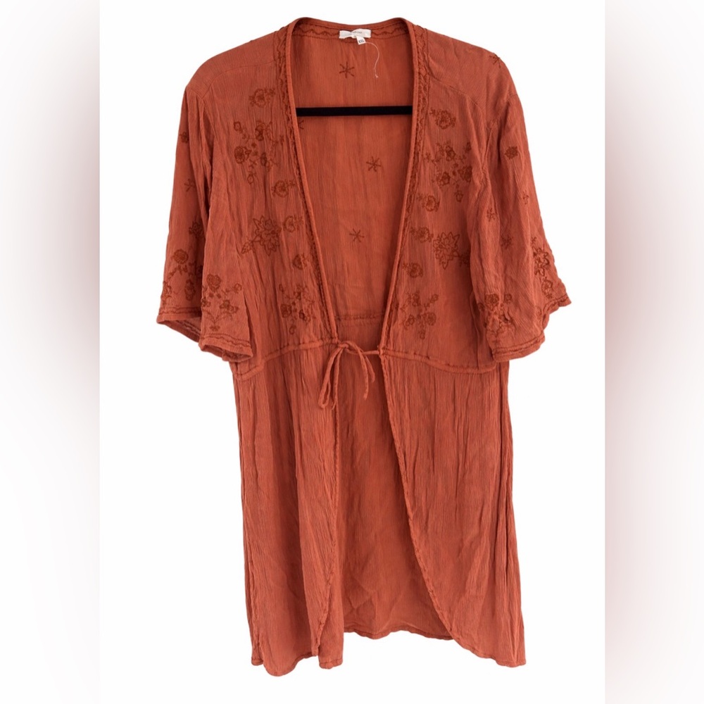 Maurices Rust Boho Embroidered Kimono Cardigan XXL